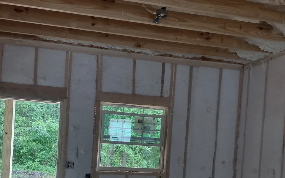 Insulated walls and ceiling inside a new home